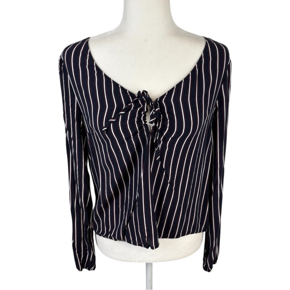 Hollister Co Navy Blue Striped Blouse Size M